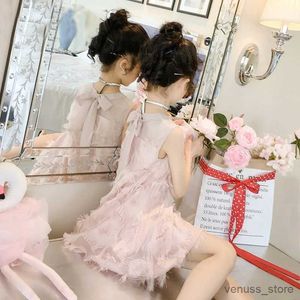 Mädchen Kleider Mädchen Kleid Sommer Neue Einfarbig Fringe Prinzessin Kleid Ärmelloses Mädchen Shaggy Kleid Ropa De Nia Vestidos de Nia