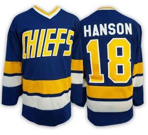 Wholesale Charlestown Chiefs Jersey, Mens Hanson Brother Slap Shot 16 JACK HANSON 17 STEVE HANSON 18 JEFF Movie Hockey Jersey S-3Xl 57