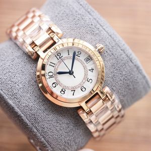 شاهد نساء الساعات Quartz حركة wristwatch الفولاذ المقاوم للصدأ حزام مقاوم للماء ساعة Montre de Luxe 30.5mm الموضة بسيطة عالية الجودة