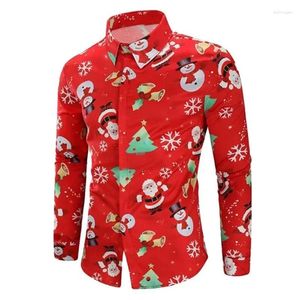 Camicie casual da uomo Camicia elegante a tema pupazzo di neve di Natale hawaiano Stampa 3D Manica lunga Abbigliamento elegante per uomo Regalo