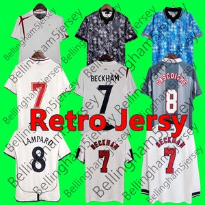 1966 1984 1990 England Retro Jersey 1998 2002 2006 Beckham Soccer Jerseys Gascoigne Owen Gerrard Barnes Scholes Fowler Robson Vintage Football Shirt 2002 2012