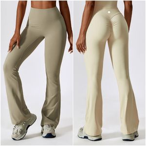 LL-8232 Pantaloni da donna Completi da yoga Pantaloni svasati Elastico a vita alta Excerise Sport Gym Fit Belly Bell-Bottoms Pantaloni lunghi slim Fast Dry