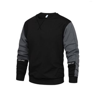 Erkek Hoodies Colorblock Basit Mürettebat Boyun Sıradan Kazak Renk Bloğu Minimalist Sweatshirt