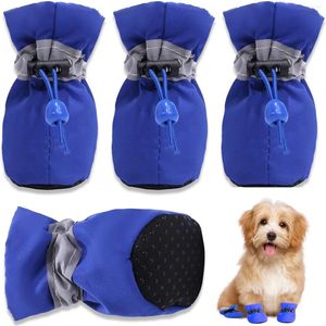 Vestuário para cães 4 unidades / conjunto Sapatos para animais de estimação à prova d'água Cães quentes Botas de neve antiderrapantes para gatos pequenos Chihuahua Yorkie Botas de cachorrinho