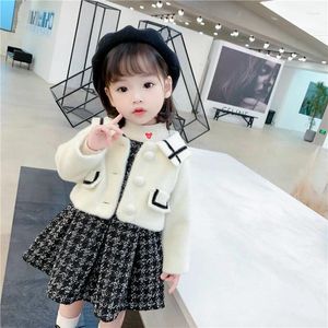 Set di abbigliamento Abito da ragazza Autunno stile occidentale Baby Online Abito rosso e inverno Bambini Elegante due pezzi