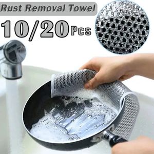 New Rust Removal Cleaning Cloth Kitchen Magic Dishwashing Towel Metal Steel Wire Cleaning Rag Microwave Stove Clean Tools Dish Cloth