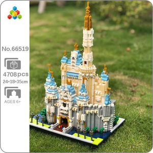 Modellbyggnadssatser YZ 66519 World Architecture Amusement Park Castle Garden Tower River Mini Diamond Blocks Bricks Building Toy for Children No Boxl231216