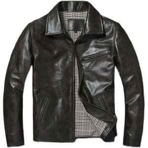 Men's Jackets Genuine Leather Top Layer Cowhide Jacket Slim Fit Oil Wax Cow Coat Spring Autumn Men 231219