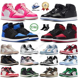 Mens Jumpman 1 농구화 1S 클래식 대학 블루 가죽 하이퍼 로얄 그레이 시카고 레드 어두운 모카 오그 디지털 핑크 워킹 야외 운동화 스포츠