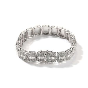 13MM Alloy Full Diamond Nine Palace Grid Hip Hop Bracelet for Men and Women's GRA moissanite diamond 18k gold sterling silver cuban link chain