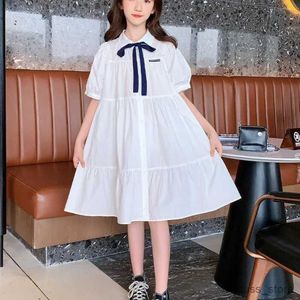 Abiti da ragazza Summer White Dress School Wear Girl Girl Girl Midi Dress Dress Childre