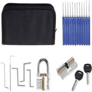 18 Strumenti per fabbro trasparenti Kit di blocco pratica con estrattore chiave rotta Strumento chiave Rimozione ganci Grimaldelli hardware Locksmit335u