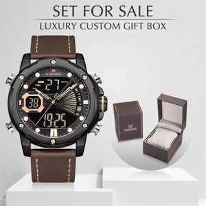 Naviforce Men Watch med Box Set For Men's Sport Watch Led Analog Digital Quartz Manlig klocka Vattentät Relogio Masculino311t