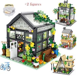 Modellbyggnadssatser City Street View Flower Coffee Shop MOC Building Block Set Camping Tent Model Architecture Figurer DIY Brick Toys for Kids Giftl231216