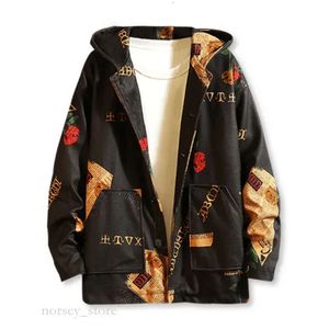 ZAFUL Zeitungsblumen-Buchstaben-Grafikdruck mit Kapuze ZAFUL-Jacke Baumwolle Herren Vintage-Druck Knopftaschenmantel Tägliche Outdoor-Jacken Zaful Puffer 210