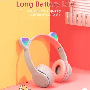 Słuchawki telefonu komórkowego P47M Słuchawki Bluetooth bezprzewodowe słuchawki Cat Ear Girl SEADS Gamer na PC TWS Music Earbuds ADT z mikrofonem z ręką 231218