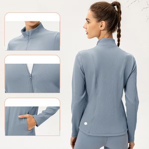 Lu Womens Jacket Yoga Long Sleeves Woffit Fleece Sports Shaping الخصر الضيق الضيق اللياقة البدنية معطف الركض الرياضي ل LL22619