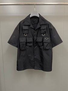 2024 neue Markendesigner-Hemden, stilvolle Cargo-Hemden im Patchwork-Design mit mehreren Taschen, US-Größe, hochwertige Luxus-Herren-Freizeithemden mit kurzen Ärmeln