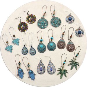 Bohemian Sier droppe dingle hypoallergenic mode vintage bronsvattendropp dinglande örhängen smycken för kvinnor