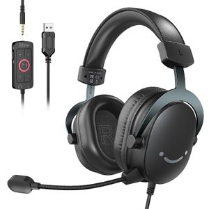 Mobiltelefonörlurar FIFINE -headset 3,5 mm Jack USB -hörlurar med 7.1 Surround Soundvolum Contralmute Switch för PC 231218