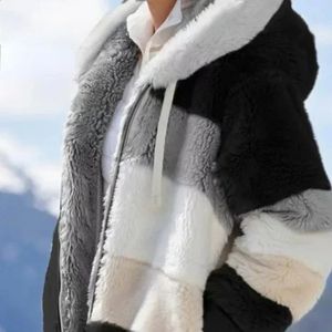 여성 후드 땀 셔츠 가을 겨울 따뜻한 플러시 지퍼 포켓 후드 느슨한 재킷 여자 까마귀 대형 코트 스웨트 셔츠 옷 231218