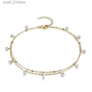 anklets minamama ltilyaerステンレス鋼タッセルジルコンクリスタルアンクレットヨガビーチレッグブレスレットアンクレットフットチェーンジュエリル231219