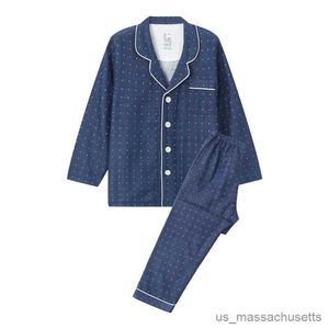 잠옷 순수 면화 어린이 파자마 일본 더블 레이어 거즈 아동의 잠옷 긴 슬리브 홈 의류