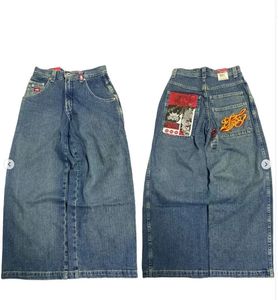 Mens Jeans Retro Blue Wideleg Jeans Jnco Autumn American Street Hiphop Personality Harajuku Y2k Straight Highwaisted Casual byxor 231218