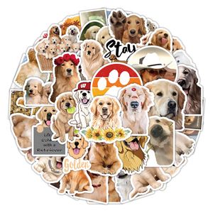 50 pçs golden retriever animal de estimação cão à prova dwaterproof água pvc adesivos pacote para geladeira carro mala portátil notebook copo telefone mesa bicicleta skate caso.