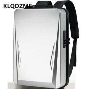 Sacos escolares KLQDZMS PC mochila casca dura 17,3 polegadas bolsa para laptop bolsa de ombro de negócios masculino saco de jogos à prova d'água carregamento USB mochila 231219