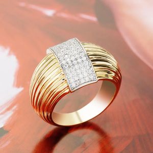 Bandringe Bridetalk Luxusmarke Big Golden Finger für Männer Frauen Fein Schmuck Kubikzirkon Mikro gepflasterte Hochzeitsgeschenk 231218