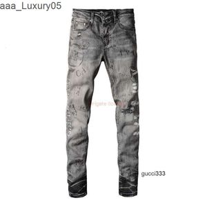 Farbe, Amari, Amirl, Schnitt, Amirlies, Druck, Amis, Marke, Amiiri, AM, Messer, Designerkleidung, es, Jeans, Graffiti, Denim-Hosen, Tide, alte Löcher, elastisch, schmal, dunkel, Gr. MEXL