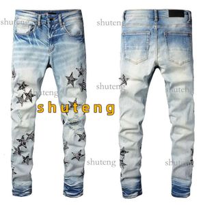 Designer Jeans Herren Denim Stickerei Hosen Mode Löcher Hosen US Größe 28-40 Hip Hop Distressed Zipper Hosen für Männer 2022 Top Verkauf 8223