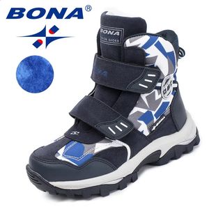 Stiefel BONA Style Kinderstiefel Hakenschlaufe Jungen Winterschuhe Runde Zehen Mädchen Stiefeletten Bequem Schnell 231218