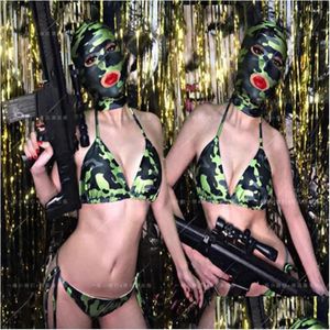 Stage Wear Nightclub Bar Y Camouflage Split Body Bikini Anti-Terrorism Style Female Song Djds Dance Team Gogo Performance Costume Drop Dhqgm