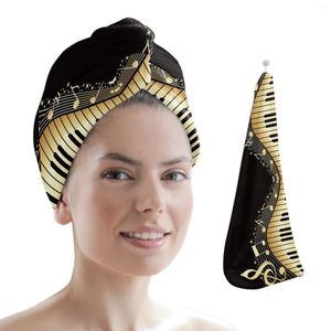 Handduk piano nycklar Obs Musikgradient Mikrofiber hårbad handdukar för vuxna hem badrum turban torkning