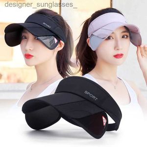 Visir Summer Sports Sun Hats Män och kvinnor C Justerbar Visor UV -skydd Topp TOMT Tennis Golf Running Cycling Sunscreen Hatl231219