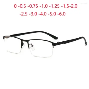 Sunglasses Blue Light Blocking Half Frame Square Nearsighted Glasses Women Men TR90 Myopia Lens Prescription Spectacle 0 -0.5 -0.75 To -6.0