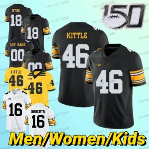 PERSONALIZZATO Maglia personalizzata Iowa Hawkeyes College Football 46 George Kittle 14 Desmond King Caleb Shudak 15 Tyler Goodson 7 Spencer Petras Nero Wh