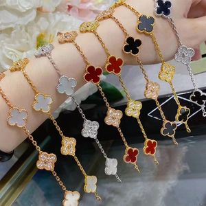 Pulseira clássica de trevo de cinco flores de luxo natural FritillariaTurquesa pulseira de diamante para mulheres moda marca charme pulseira designer joias presente de natal