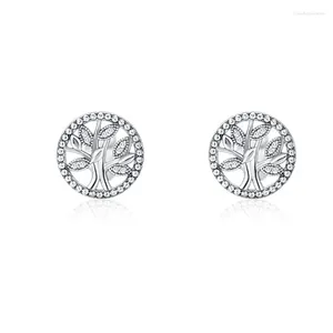 Stud Earrings PANQDIY Fine Jewelry Stamped S925 Silver Sterling Tree Of Life For Women Gift Fashion Ear