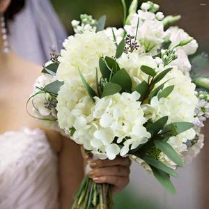 Decorative Flowers Hydrangea Branch White Artificial Fake Bouquet Flower Arrangements For Home Wedding Centerpieces Decoration