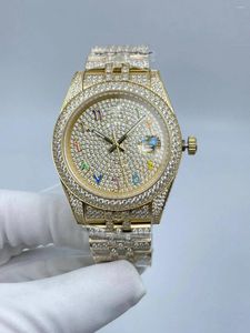 Armbanduhren „Dünne Herrenuhr, 41 mm, Diamant-Zifferblatt mit leuchtenden Streifen, wasserabweisende Faltschließe“