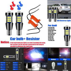 Nya dekorativa lampor 2 st LED -omvänd glödlampa W16W T15 921 Canbus Ingen fel backup -lampa för Audi A1 8x A3 8P A4 B8 B9 A5 A6 C6 C7 A8 Q2 Q3 Q5 TT 8J