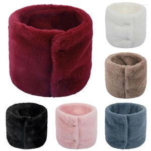 Scarves Women Fashion Button Winter Solid Warm Ring Scarf Faux Fur Headband Collar Bandana Plus Velvet Snood