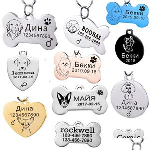 Hundhalsar Leases Pet ID -etikett utan snidade leveranser Charmhänge med krage halsband som används för kattanpassning En homefavor DHMI1