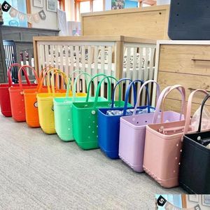 أكياس التخزين مقاوم للماء Bogg Beach Bag Solid Sluged Organizer Basking Summer Water Park Hands Womens Girging Gc2090 Drop Dhxpd