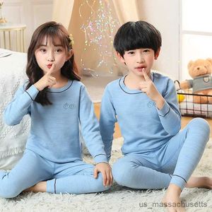 Pyjamas Ny barnpojke pyjamas för 3-14 år vinter termisk underkläder kostym baby flicka kläder småbarn varma sömnkläder barn sover pyjamas