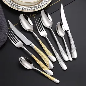 4 pezzi / set set di posate in acciaio inossidabile 304 coltello forchetta cucchiaio cucina stoviglie torta di frutta forchette coltelli da bistecca cucchiaini da tè BH8140 FF