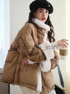 Women's Down Parkas 2023 New European Fashion Luxury Women Duck Down Coat för vinterpufferjacka tjock varm kvinnlig fjäder parkas snö ytterkläder J231219